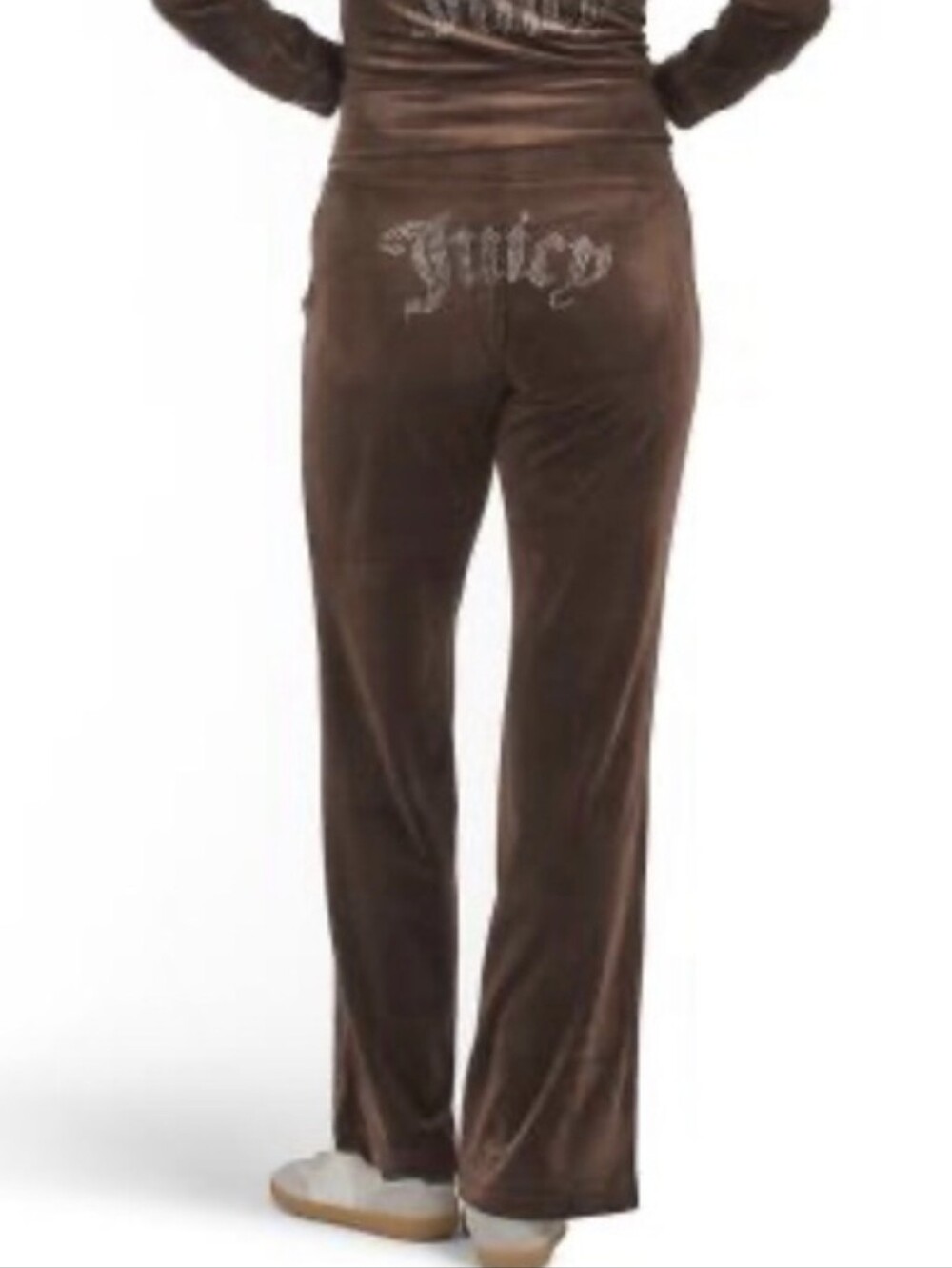 Juicy Couture Brown Sugar Velour Flared Track Pants w/Rhinestone Bling - Size M